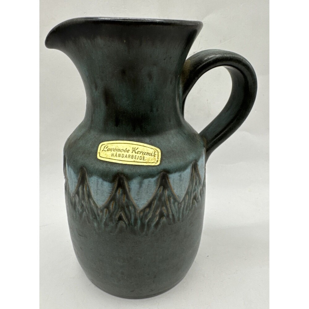 Vintage Lovemose Pottery 6 In Pitcher  Denmark Handmade Ceramic Art Pottery